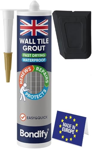 BONDIFY Waterproof Wall and Floor Tile Grout Black Cartridge Ready Mixed 450g FAST DRYING Anti Mould Grout Repair Kit Black Grout Reviver for Shower Bathroom Kitchen Quick Drying Tile Gap Filler