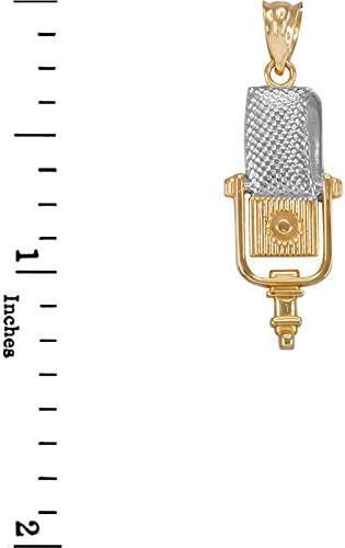 Recording Microphone Music Studio Pendant 10k Two-Tone Gold - Image 2