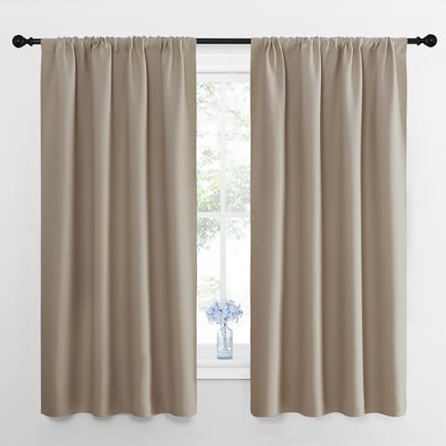 NICETOWN Kitchen Curtains, Short Blackout Drapes, Taupe, 42" Wide by