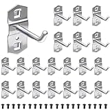 GWBPES 20 Stück Supermarkt Regal Haken, Lochwand Haken Werkzeugwand Hakens mit 20 Sicherungsstiften Lochwandhaken Werkzeughalter Lochwand für Werkstatt Garage Lochplatten (50mm)