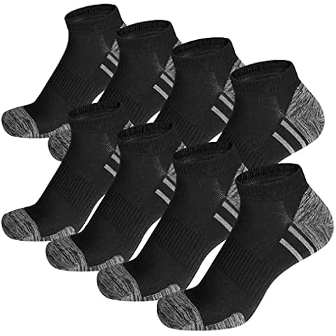 KEECOW 8 Pairs Ankle Sport Socks for Men & Women Trainer No Show Low Cut Athletic Socks (9-12, Black) Cover