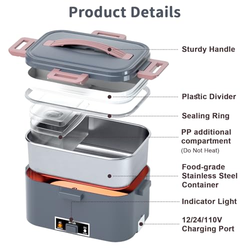 IFENROL Electric Lunch Box for Adults, 1.8L 100W Heating Lunch Box for Men - image 3