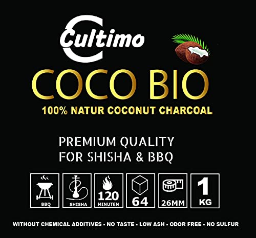 Cultimo Coco Bio Shishakohle 1KG | 100% Natur Kokoskohle | Organic Bio | ohne chemische Zusätze | Shisha Kohle BBQ… – Bild 4