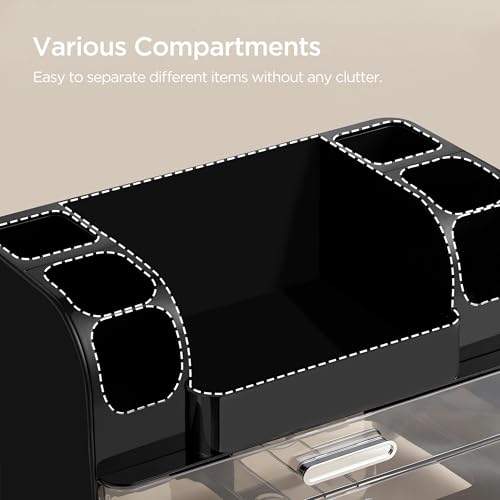HBlife Makeup Organizer for Vanity with Brush Holder, Cologne Organizer for Men, Large Bathroom Countertop Cosmetic Organizer Skin Care Storage, Easy to Store Lipsticks, Nail Polishes, Perfumes, Black by HBlife - Used condition - Image 5