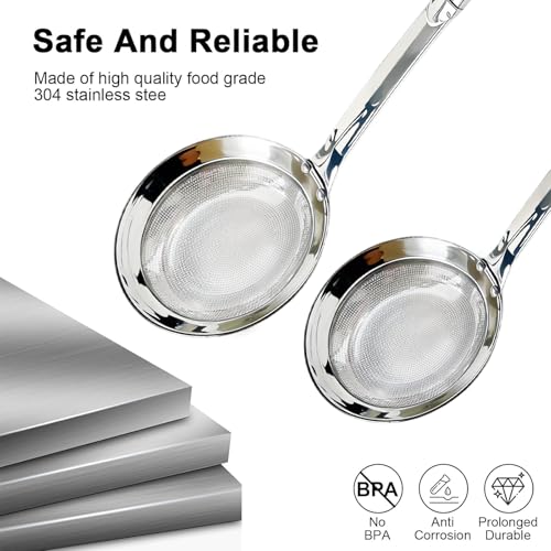 Image of Stainless Steel Colander, 2024 Upgrade Extra Fine Mesh Strainer with Handle, Oil Filter Food Strainer, Kitchen Gadget (Small+Large)