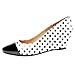 Zamikoo Polka Dots Square Toe Pumps for Women Wedge Heels 5cm Low Heel Slip On Trendy Dress Shoes for Work Causl Normal Daily Leather Patent Polka Dots US Size 12.5