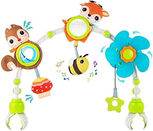 Lynncare Adjustable Arch Bassinet Toys for Infant & Toddlers, Stroller Arch, Baby Crib Toys with Fascinating Toys for Stimulating Baby’s Senses and Developing Motor Skills