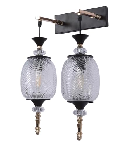 Image of ELAINTE Premium Wall Light | | Elegant Glass Wall Lamp for Living Room & Hallway | 3 Years Warranty | Free Bulb (Lux-Double)