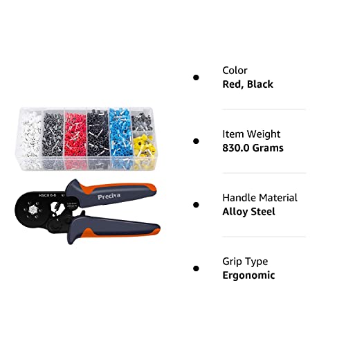 Ferrule Crimping Tool Kit, Preciva Hexagonal Sawtooth Self-Adjustable Ratchet Wire Terminals Crimper Kit With 1900Pcs Wire Terminals Crimping Connectors Wire End Ferrules #TOP7