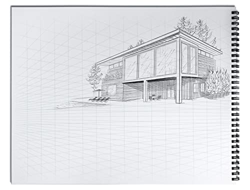 Koala Tools - 40-Sheet Sketch Pad For 2-Point Perspective Drawing, Spiral Bound Gridded Graph Paper For Interior Room Design, Industrial, Architectural And 3D Design, 11 X 14 Inches #TOP6