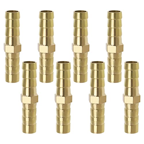 Create idea 8PCS 8mm Brass Barb Hose Fittings Straight Connector Coupler Splicer Mender Fuel Hose Joiner for Air Pipe Water Pipe Fuel Pipe Oil Pipe Accessories
