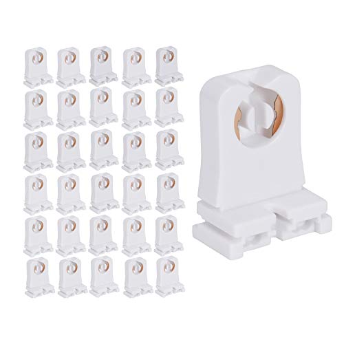 Non-shunted Turn Type T8 Lamp Holder JACKYLED 30-Pack UL Socket Tombstone for LED Fluorescent Tube Replacements Medium Bi-pin Socket for Programmed Start Ballasts
