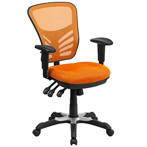 Flash Furniture Mid-Back Orange Mesh Sedia Girevole Da Ufficio Con Controllo Triplo