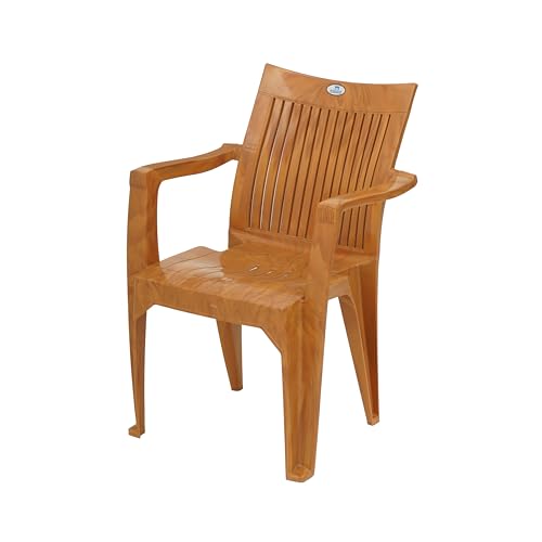 Image of Nilkamal CHR2209 Plastic Mid Back Chair |Set of 4|Stackable Chair|for Home, Dining Room, Bedroom, Kitchen, Living Room, Office, Outdoor, Garden |Pear Wood