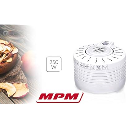 MPM MSG-01 Elektrischer Lebensmitteltrockner, 5 ausziehbare Schalen von 28 cm, Obst, Pilze und Gemüse, 250W, White – Bild 6