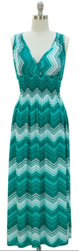 Plum Feathers Exotic Print Smocked Waist Maxi Dress Plus & Regular Sizes