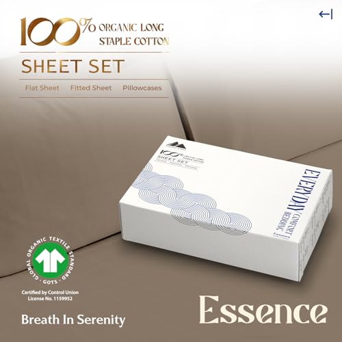 Image of Mayfair Linen Organic Cotton Sheets Full Size, 16 inch Deep Pocket, Taupe