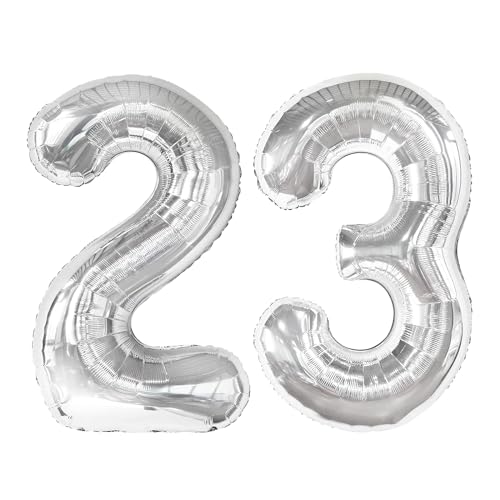 23 Balloon - Silver Birthday Number Balloons, 40 Inch Decorations Men Women