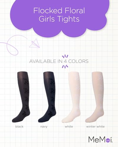 MeMoi Girls' Flocked Floral Opaque Tights2