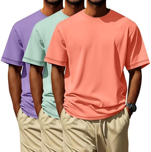 Neer 3 Pack Big and Tall Shirts for Men L-7xl, Short Sleeve Men Crewneck Tops Loose Casual Large T-Shirts Summer Basic Tee