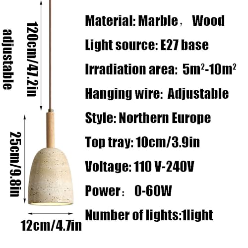 Lampe suspendue E27 style japonais, le plafonnier bois marbré idéal - 7