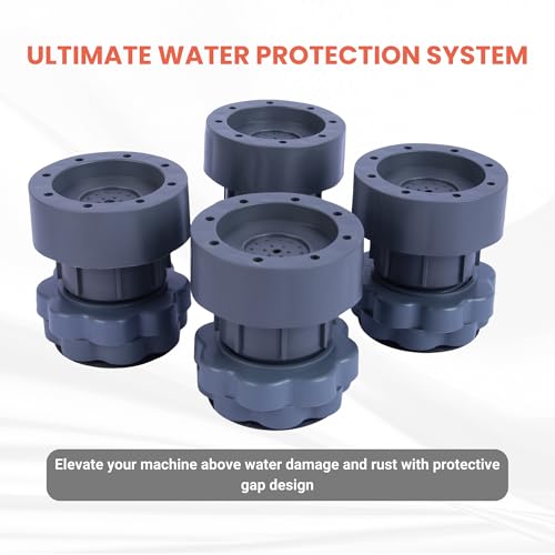 Image of SoraChi Washing Machine Stand Set of 4 Anti Vibration Pads | Elevated Plastic Feet Reduce Noise & Vibrations | Protects Against Water Damage Rust | for Front Load Top Load Semi Automatic (6.5x10cm)