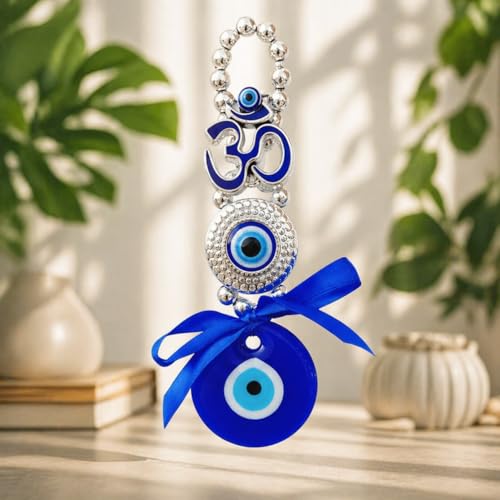 Image of Jaipur Ace Elegant Blue Evil Eye Wall Hanging Nazar Charm with Bells & Tassel for Home Decor, Entrance Protection, Lucky Feng Shui Hanging Ornament Gift for Positive Energy (Evil Eye 2)