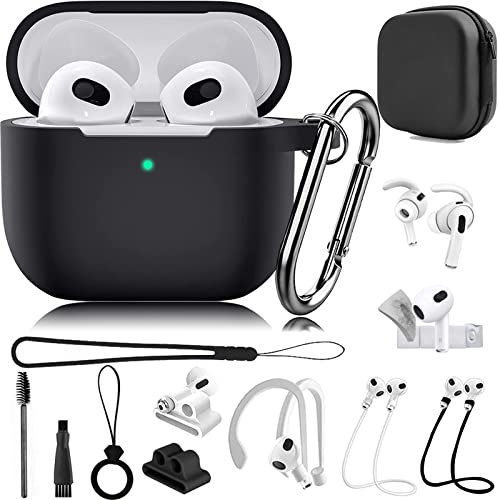 14 in 1 for AirPods 3 Case Accessories Set Kit for AirPods 3 Generation Case Cover Silicone 2021, Protective Cases for AirPod Gen 3 3rd Charging Cases with Ear Cover[Only For Airpod 3st 2021 Released]