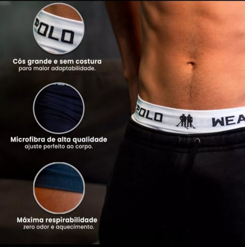 Kit 10 Cuecas Boxer Premium Poliamida Masculino Box Sem Costura Polo Wear (BR, Alfa, M, Regular, Pre