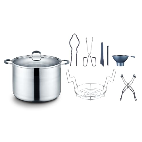 Comparison: Best Pot For Canning 3 CONCORD 20 Quart Stainless Steel Canning Pot Set. Includes Canning Rack, Tongs, Jar Lifter, Funnel, Wrench, Lid Lifter, Mixer/Measurer (Induction Compatible)