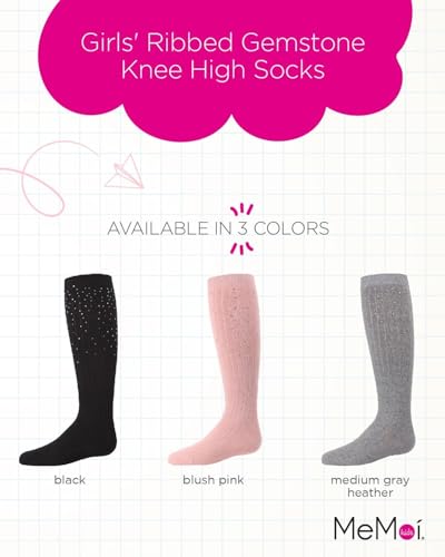 MeMoi Girls' Ribbed Gemstone Knee High Socks2