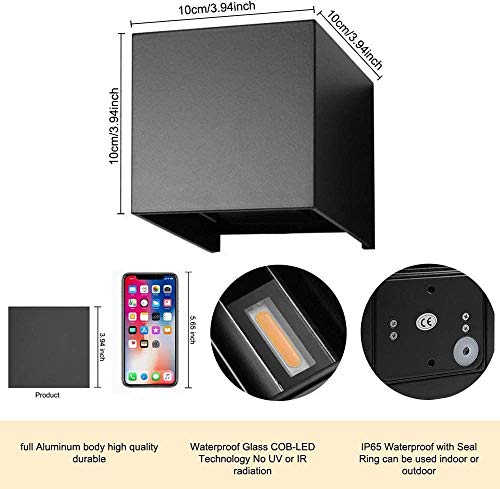 Wrasse Led Wall Sconce Lighting Remote Control Rgb Wall Lamp 12W Cube Light 110V Black Adjustable Mounted Indoor/Outdoor Light For Porch, Garage, Patio Hotel Lighting 2Pcs #TOP1