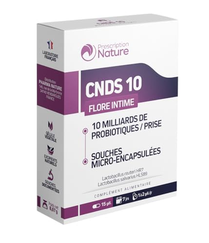 Prescription Nature CNDS 10MD - Complemento alimenticio probiótico flora íntima - 2 cepas microencapsuladas, activos patentados - Cápsula vegetal - Fabricación francesa - 15 cápsulas