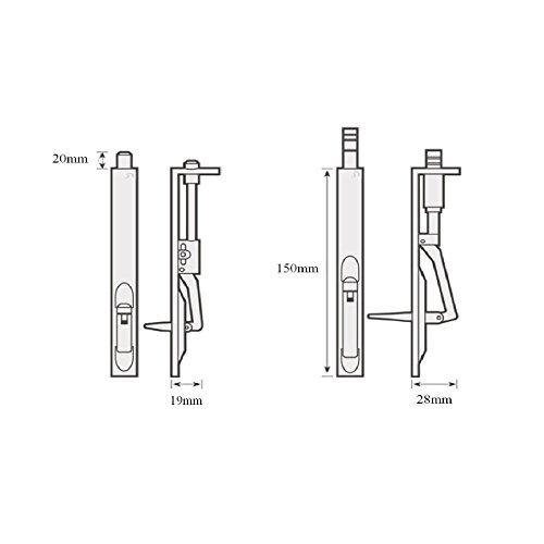 Spülen Sie Bolzen Türschloss Poliert Chrom 150mm Folie Hebelwirkung für Doppeltüren