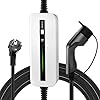 Morec Type 2 ev Chargeur 3,6kw Chargeur Voiture Electrique Cable de Recharge commutable 16A Câble de Charge Schuko IEC 62196-2 Standard EU EVSE (Prise Euro) 6m