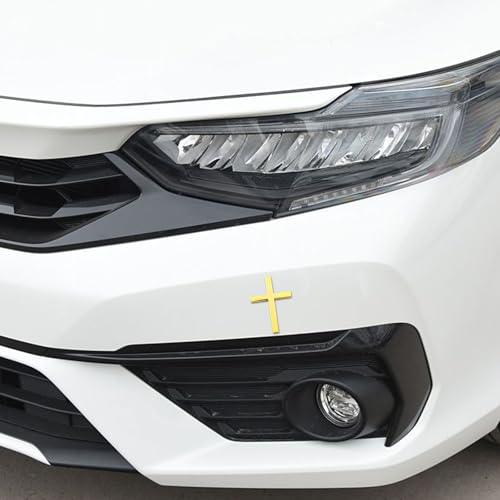 Image of 4PCS Metal Christian Cross Emblem Stickers, 2.5x1.8in 3D Jesus Christ Auto Emblem Badge Decal, Self-Adhesive Styling Cross Decal Decoration for Trunk Tailgate Side Fender (Golden)