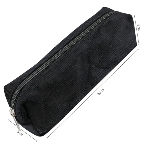 Online Premium-Schlampermäppchen/Pencil Case in Cord Schwarz I Stylisches Schlamperetui für Jungen & Mädchen I Federmäppchen mit praktischem Reißverschluss I 1 Fach I Ideal für Schule, Uni & Büro