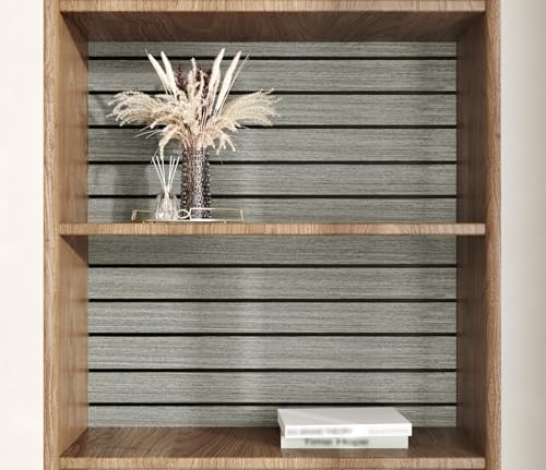 STICKEEP Grey Wood Slat Wall Panel 3D Fluted Wall Panels Peel and Stick Flexible Wood Paneling 11.8"x197" Self Adhesive Modern Slat Acoustic Panels Removable PVC Wooden Walls Panel for Bedroom Ceiling by STICKEEP - Image 7