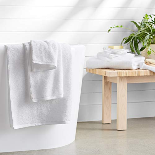 Amazon Basics 100% Cotton Quick-Dry Bath Towel, 8-Piece Set, White, 10" X 7" #TOP5