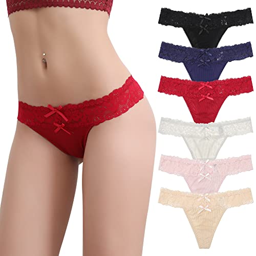 Aijolen Femmes Tangas Dentelle sous-vêtement, Culottes Sexy à Taille Basse, Multipacks Strings Cover