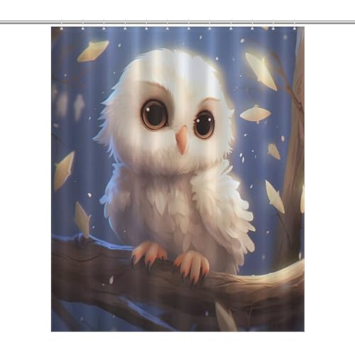 Rideau de douche hibou imperméable pour éviter les inondations de salle de bain