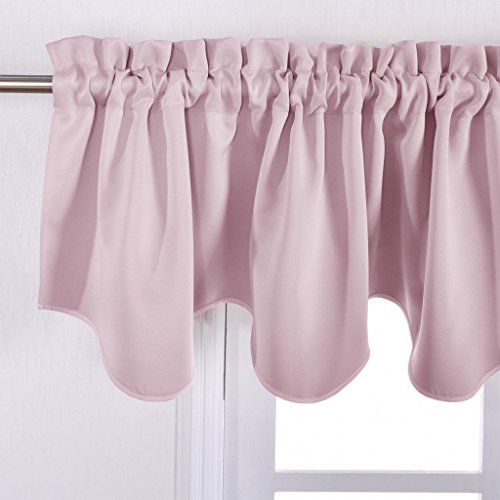 Nicetown Bedroom Blackout Valance Tier - 52 Inches By 18 Inches Scalloped Rod Pocket Valance Window Curtain For Girl's Room/Baby Nursery/Dormitory/Kids Room, Lavender Pink, 1 Pack #TOP1