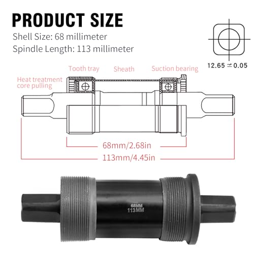 image for Hoypeyfiy Bike Bottom Bracket Mountain Bike Square-Taper Bottom Bracke