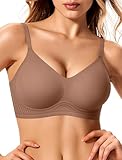 Bralettes for Women with Support and Lift Wireless Jelly Bra Full Coverage Tshirt Everyday Bras(Coffee,S)