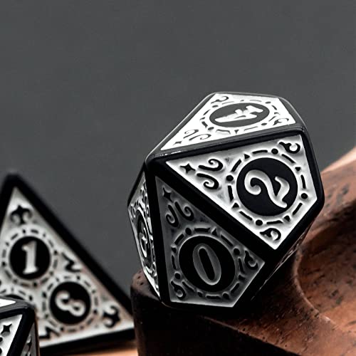 Cusdie 7Pcs/Set DND Dice Set D&D Polyhedral Dice for Dungeons and Dragons TTRPG Role Playing Dice Games RPGs (White with Black Edge) - Image 3