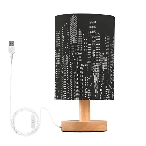Mnsruu Lampe de chevet LED avec ports de charge USB New York Moderne City Lampe de chevet antidérapante pour chambre à coucher, salon, chambre d'enfant