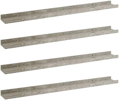 vidaXL 4x Wall Shelves Hanging Display Racks Floating Shelves Ledges Indoor Furniture Decoration Living Room Bedroom Grey 40x9x3 cm