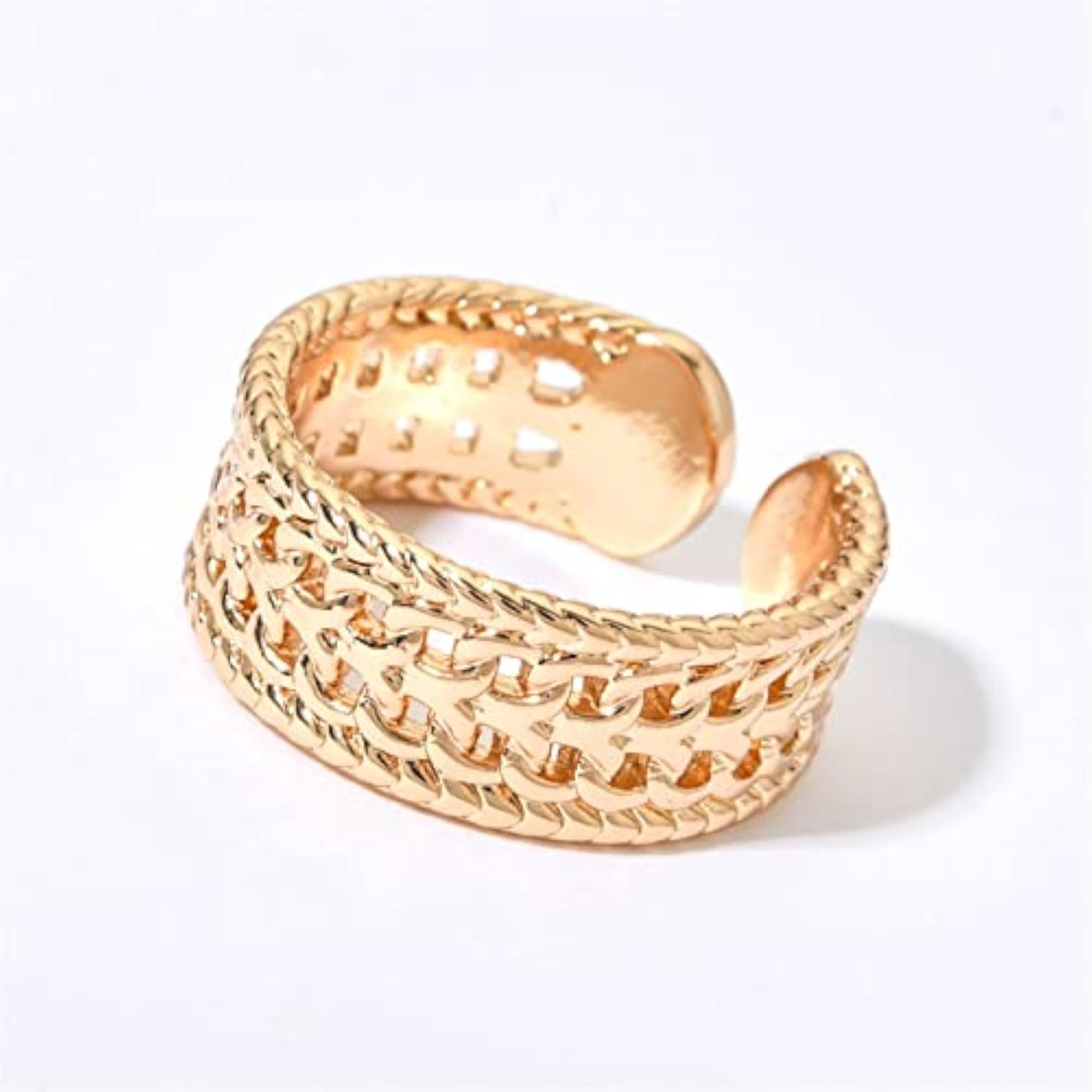 Wrinkled Convex Texture Open Ring, Unisex