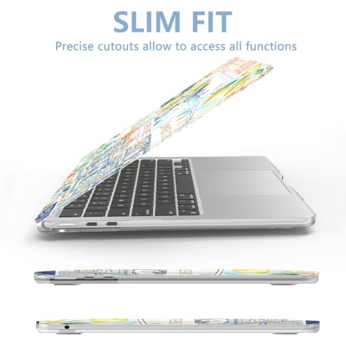 Image of AKIT for MacBook Air 15 inch Case M5 M4 M3 M2 Chip 2026-2023, Blue Stamp | A3448 A3241 A3114 A2941, Cute Unique Pattern Hard Shell Laptop Case+Keyboard Cover+Screen Protector for MacBook Air 15 inch