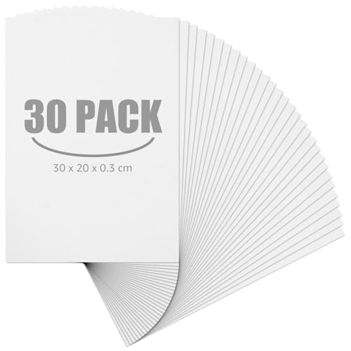 MIVIDE 30 Stück Schaumstoffplatte Weiß 3mm, Schaumstoffboards 30x20cm, Weiße Schaumstoffplatten Leichtschaumplatte 3mm für Modellbau, Handwerk, Präsentation und Schulprojekte